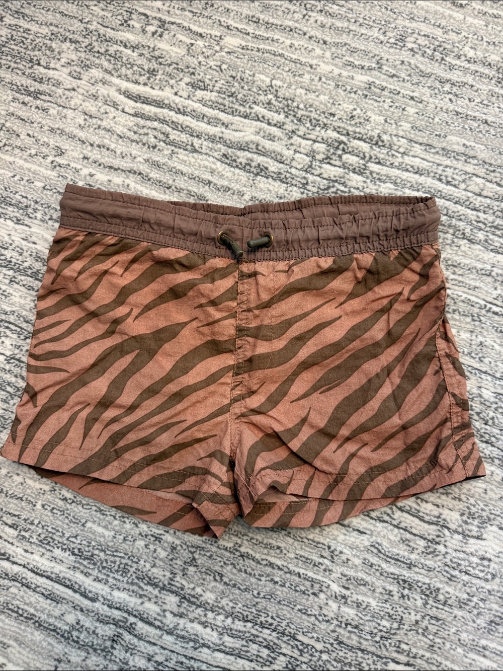 Zara Pink and Brown Zebra-Print Kids Swim Trunks